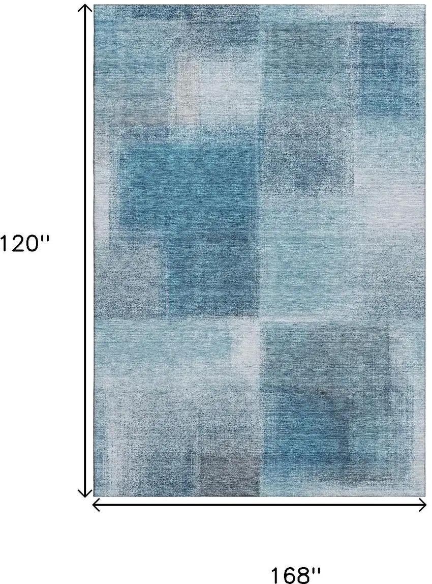 Denim Blue And Ivory Abstract Washable Area Rug With UV Protection Photo 3