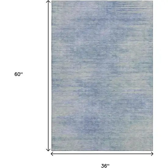 Denim Blue And Ivory Abstract Washable Area Rug With UV Protection Photo 3