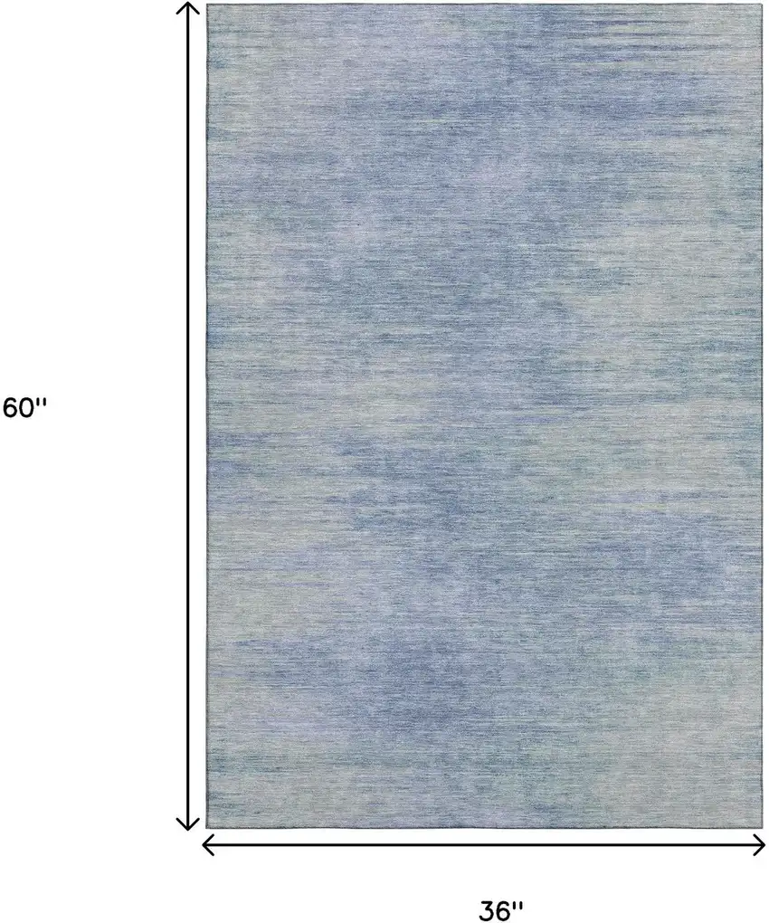Denim Blue And Ivory Abstract Washable Area Rug With UV Protection Photo 3
