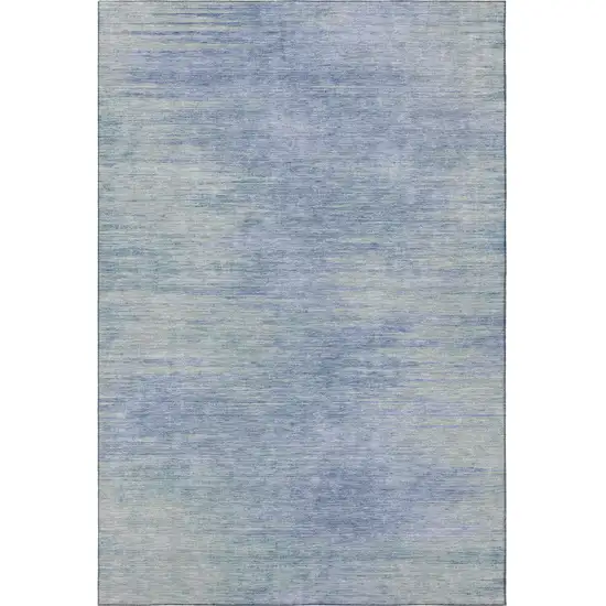 Denim Blue And Ivory Abstract Washable Area Rug With UV Protection Photo 3