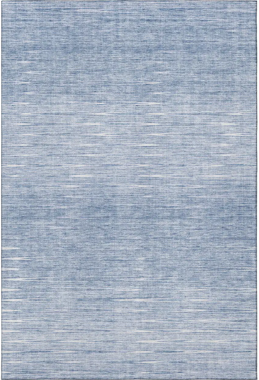 Denim Blue And Ivory Abstract Washable Area Rug With UV Protection Photo 3