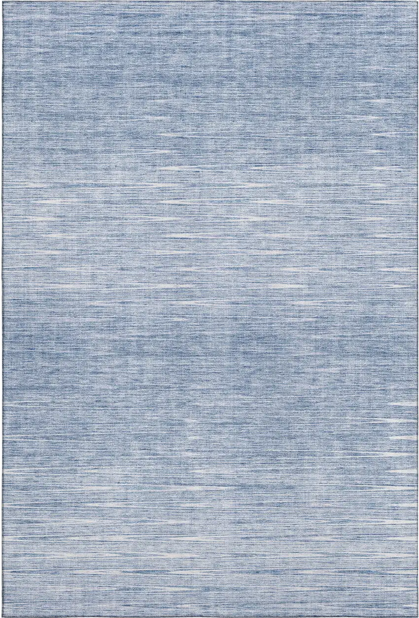 Denim Blue And Ivory Abstract Washable Area Rug With UV Protection Photo 1