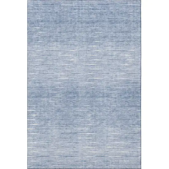Denim Blue And Ivory Abstract Washable Area Rug With UV Protection Photo 4