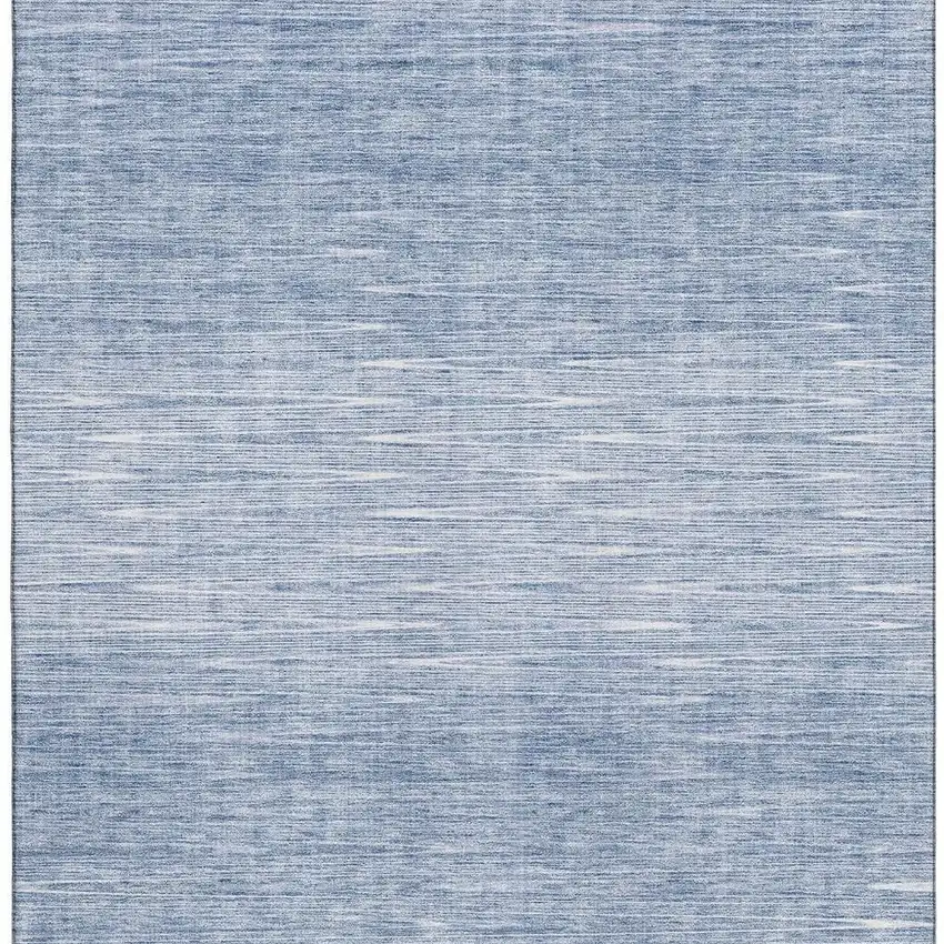 Denim Blue And Ivory Abstract Washable Area Rug With UV Protection Photo 3