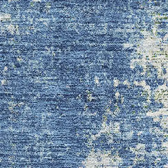 Denim Blue And Ivory Abstract Washable Area Rug With UV Protection Photo 2