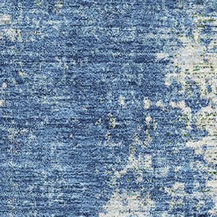 Denim Blue And Ivory Abstract Washable Area Rug With UV Protection Photo 2