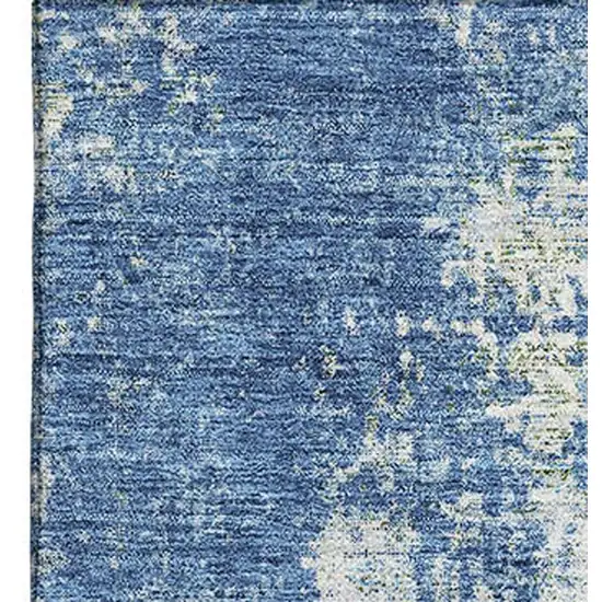 Denim Blue And Ivory Abstract Washable Area Rug With UV Protection Photo 2