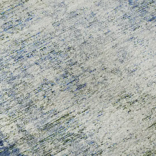 Denim Blue And Ivory Abstract Washable Area Rug With UV Protection Photo 8