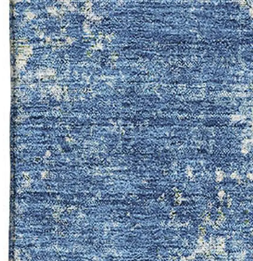 Denim Blue And Ivory Abstract Washable Area Rug With UV Protection Photo 2