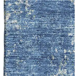 Photo of Denim Blue And Ivory Abstract Washable Area Rug With UV Protection