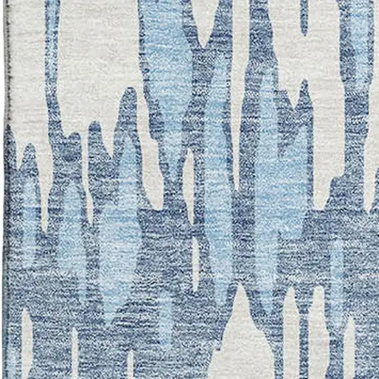 Denim Blue And Ivory Abstract Washable Area Rug With UV Protection Photo 2