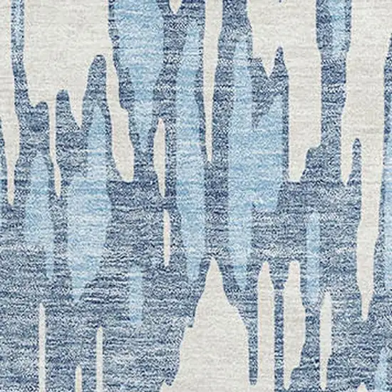 Denim Blue And Ivory Abstract Washable Area Rug With UV Protection Photo 2