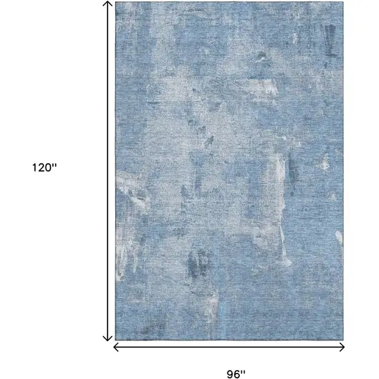 Denim Blue And Ivory Abstract Washable Area Rug With UV Protection Photo 8