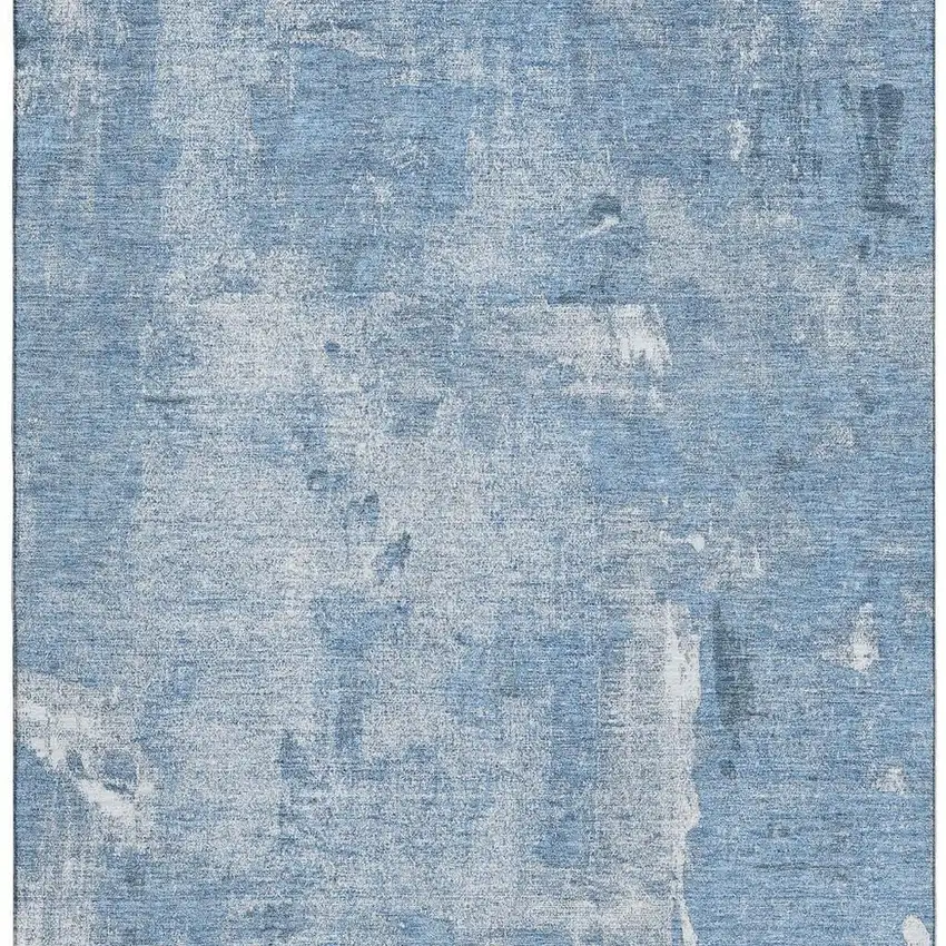 Denim Blue And Ivory Abstract Washable Area Rug With UV Protection Photo 3