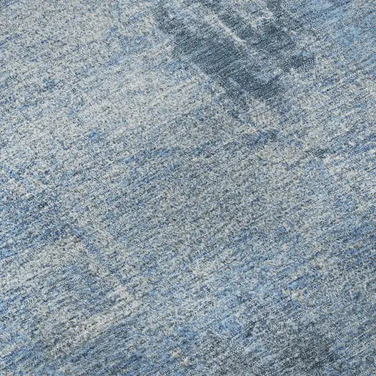 Denim Blue And Ivory Abstract Washable Area Rug With UV Protection Photo 9