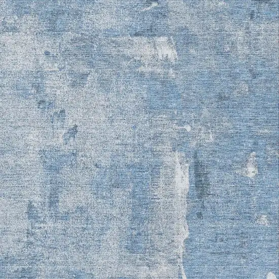 Denim Blue And Ivory Abstract Washable Area Rug With UV Protection Photo 2