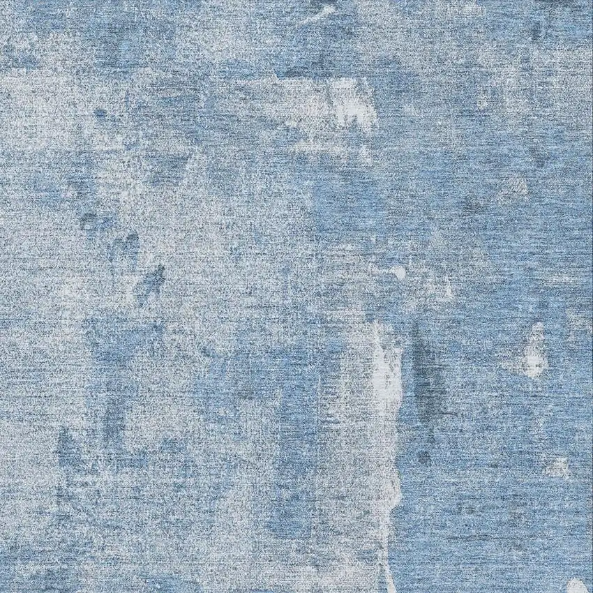 Denim Blue And Ivory Abstract Washable Area Rug With UV Protection Photo 2