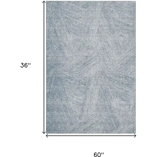 Denim Blue And Ivory Abstract Washable Area Rug With UV Protection Photo 9