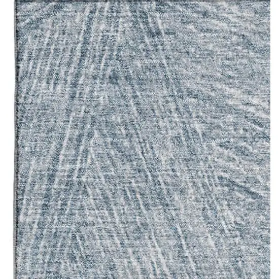 Denim Blue And Ivory Abstract Washable Area Rug With UV Protection Photo 4