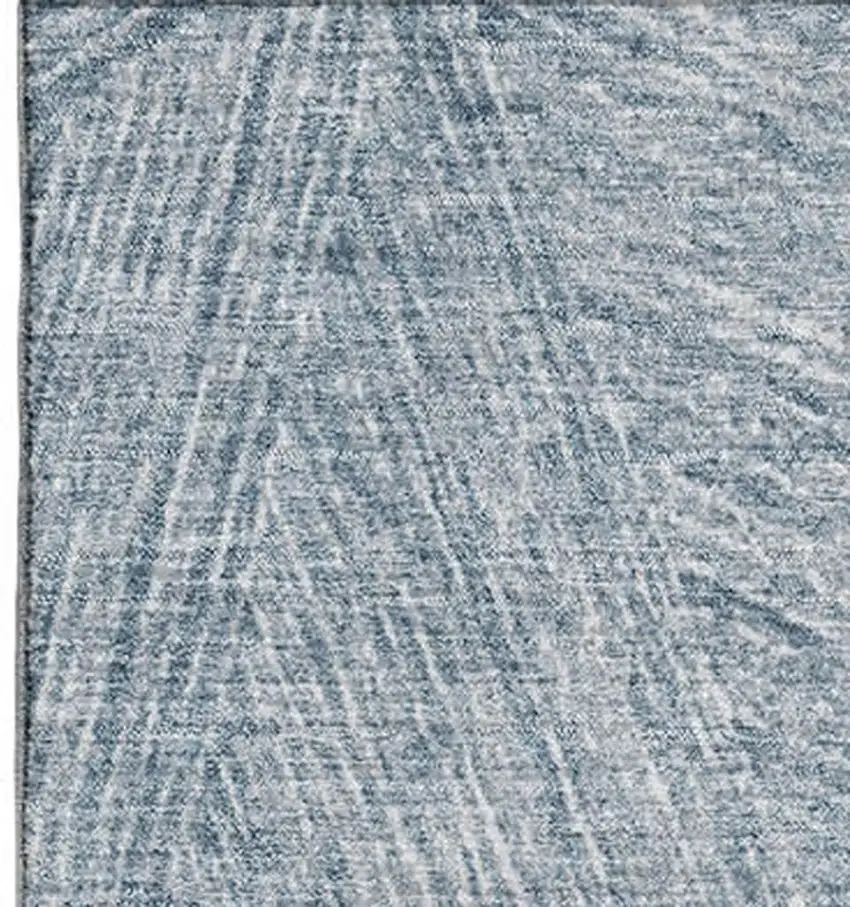 Denim Blue And Ivory Abstract Washable Area Rug With UV Protection Photo 4