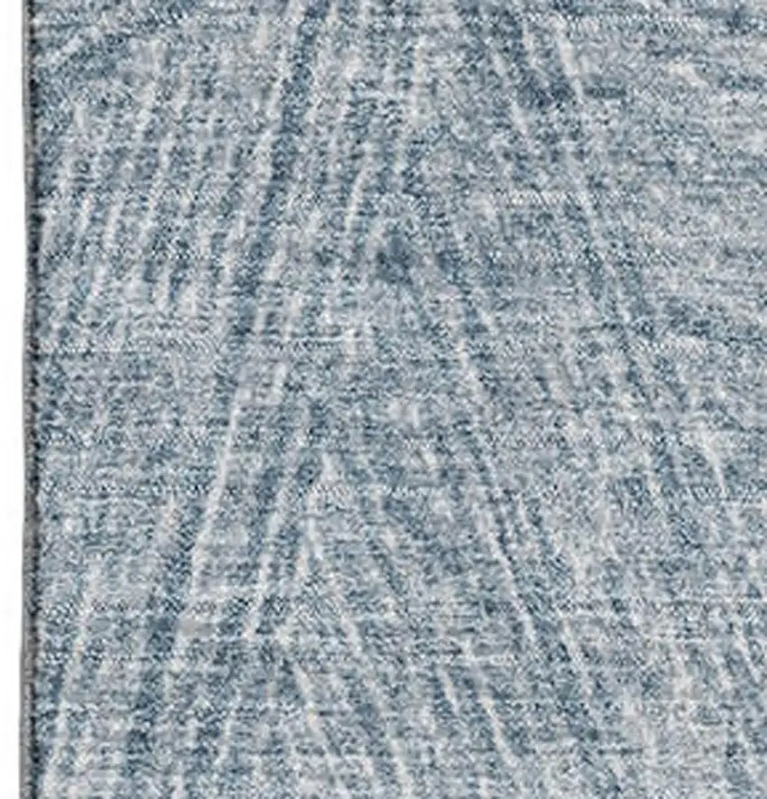 Denim Blue And Ivory Abstract Washable Area Rug With UV Protection Photo 3