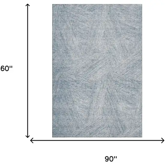Denim Blue And Ivory Abstract Washable Area Rug With UV Protection Photo 7