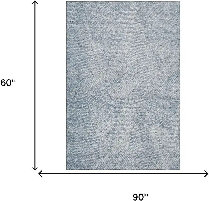 Denim Blue And Ivory Abstract Washable Area Rug With UV Protection Photo 7
