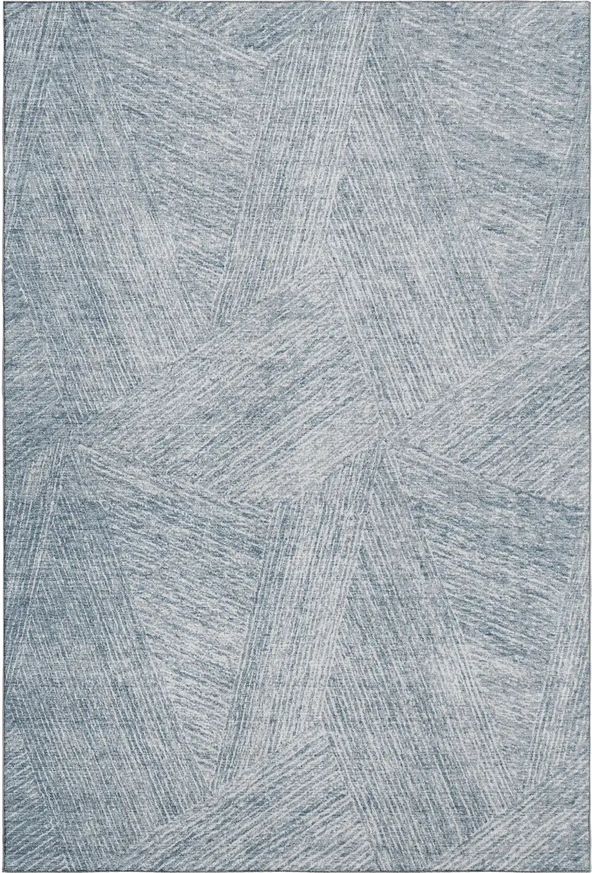 Denim Blue And Ivory Abstract Washable Area Rug With UV Protection Photo 3