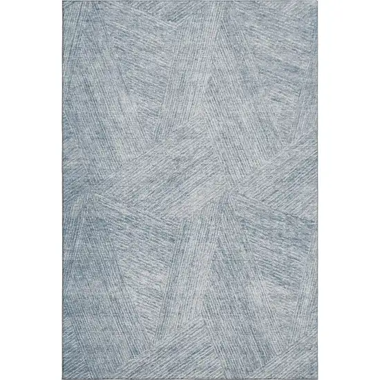 Denim Blue And Ivory Abstract Washable Area Rug With UV Protection Photo 3