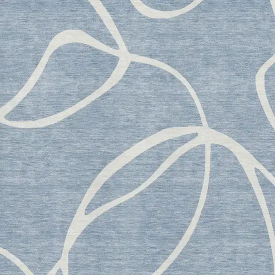 Denim Blue And Ivory Abstract Washable Area Rug With UV Protection Photo 2