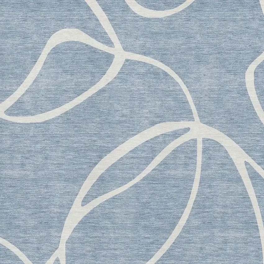 Denim Blue And Ivory Abstract Washable Area Rug With UV Protection Photo 2