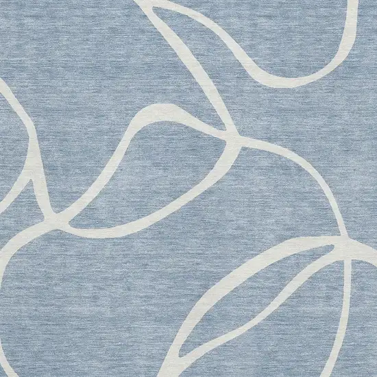 Denim Blue And Ivory Abstract Washable Area Rug With UV Protection Photo 2