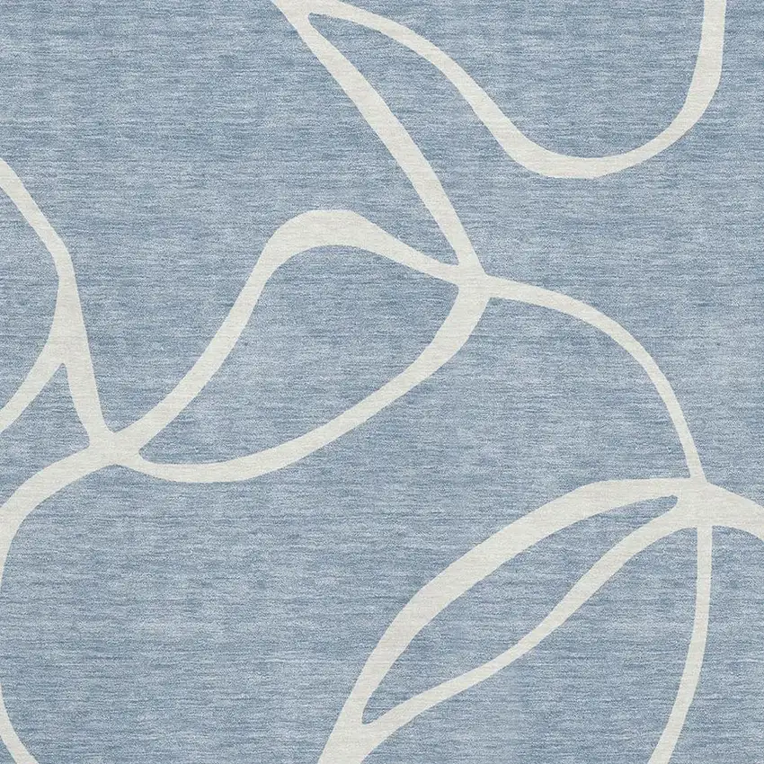 Denim Blue And Ivory Abstract Washable Area Rug With UV Protection Photo 2