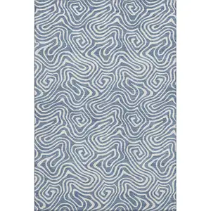 Photo of Denim Blue And Ivory Abstract Washable Area Rug With UV Protection