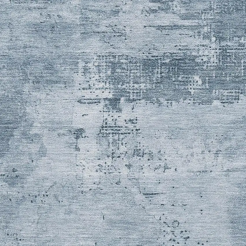 Denim Blue And Ivory Abstract Washable Area Rug With UV Protection Photo 2