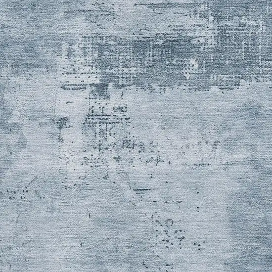 Denim Blue And Ivory Abstract Washable Area Rug With UV Protection Photo 2