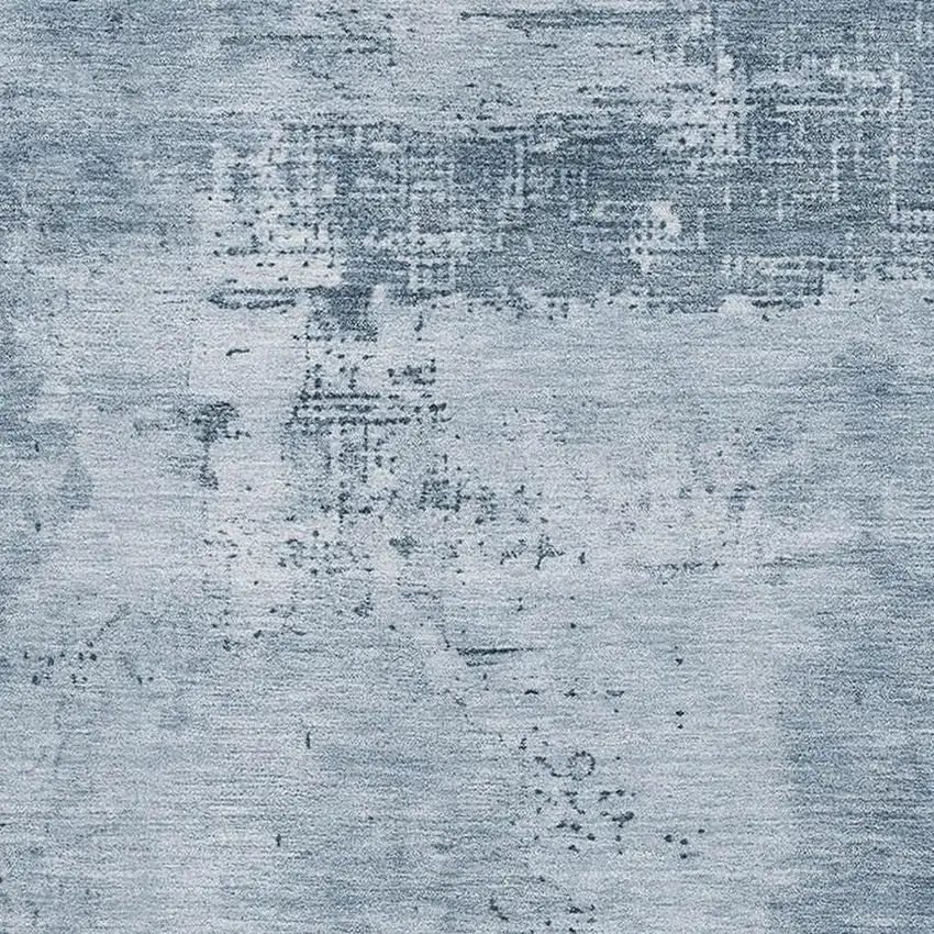 Denim Blue And Ivory Abstract Washable Area Rug With UV Protection Photo 2