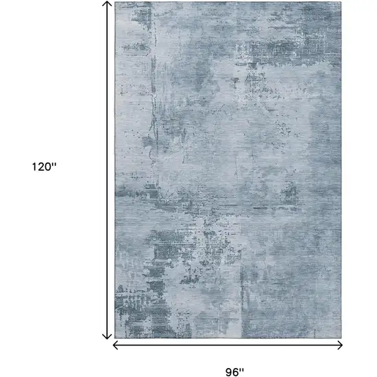 Denim Blue And Ivory Abstract Washable Area Rug With UV Protection Photo 8