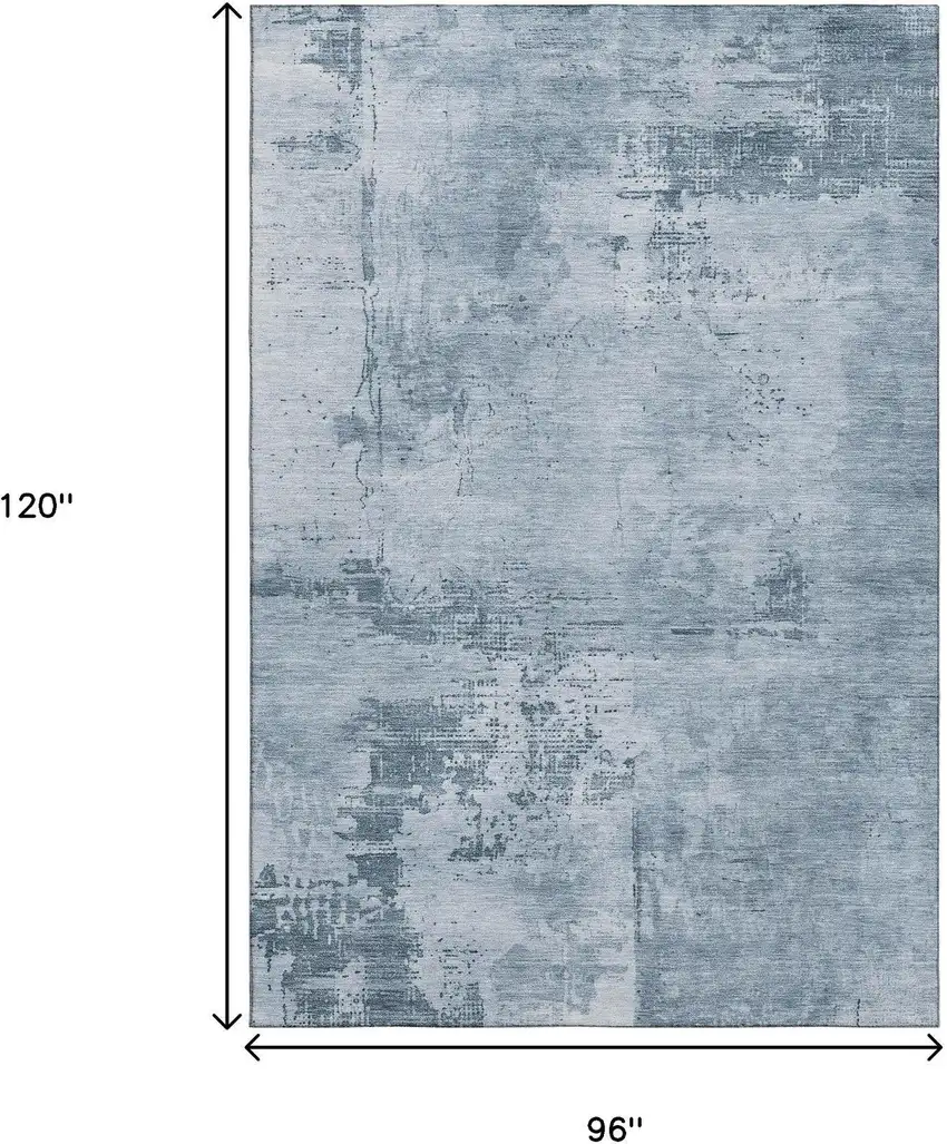 Denim Blue And Ivory Abstract Washable Area Rug With UV Protection Photo 8