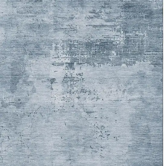Denim Blue And Ivory Abstract Washable Area Rug With UV Protection Photo 3