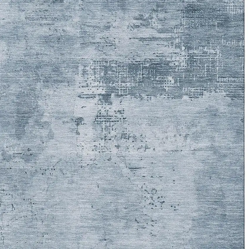 Denim Blue And Ivory Abstract Washable Area Rug With UV Protection Photo 3