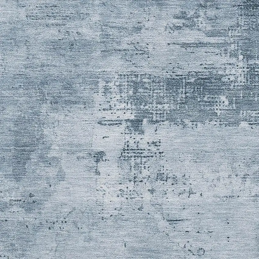 Denim Blue And Ivory Abstract Washable Area Rug With UV Protection Photo 2