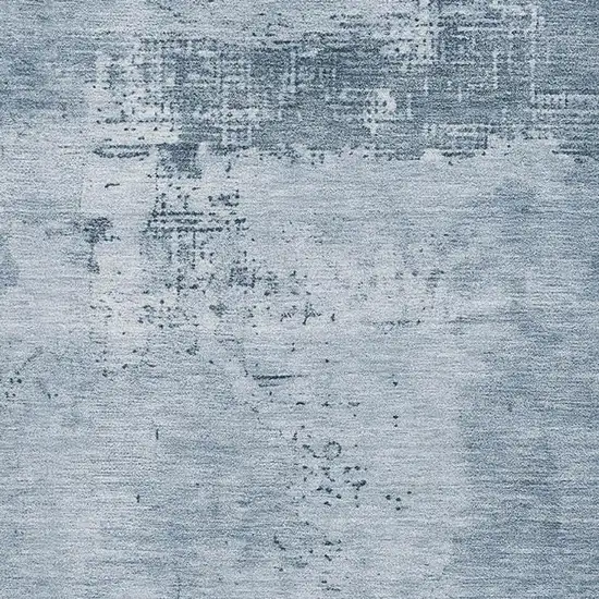 Denim Blue And Ivory Abstract Washable Area Rug With UV Protection Photo 3