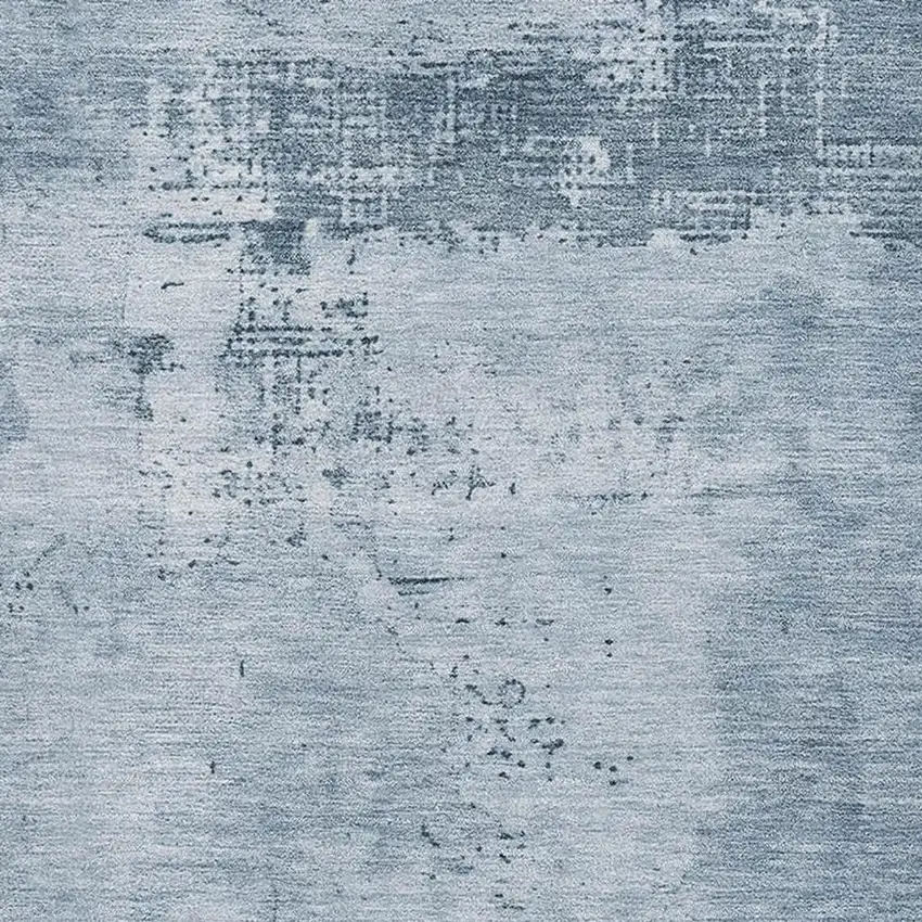 Denim Blue And Ivory Abstract Washable Area Rug With UV Protection Photo 3