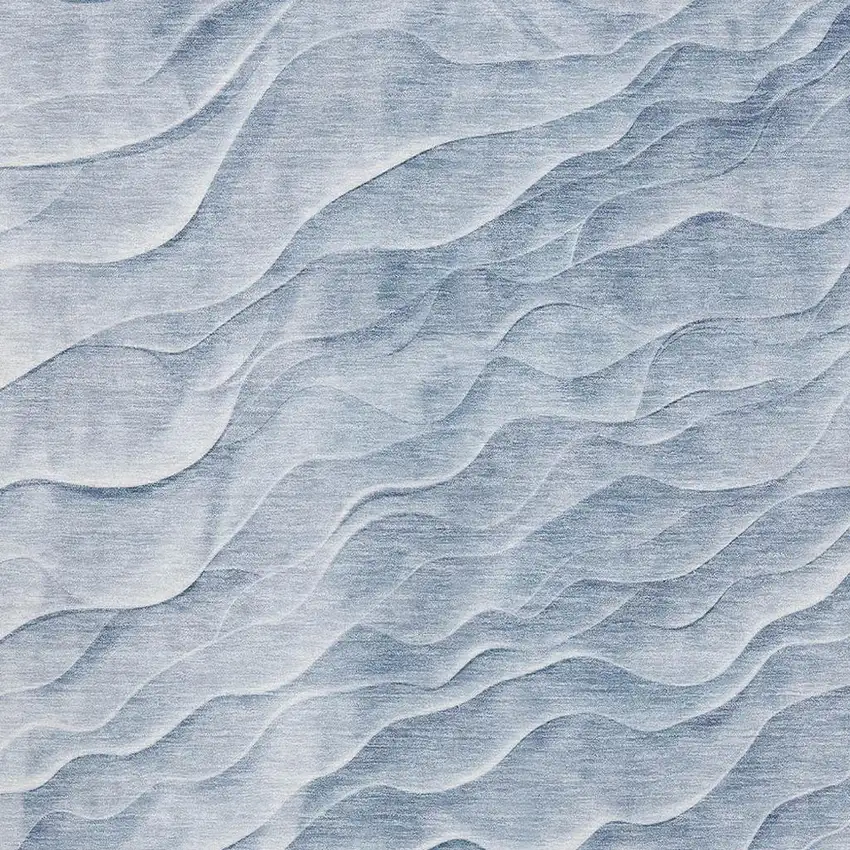 Denim Blue And Ivory Abstract Washable Area Rug With UV Protection Photo 2