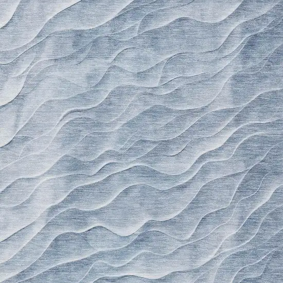 Denim Blue And Ivory Abstract Washable Area Rug With UV Protection Photo 2