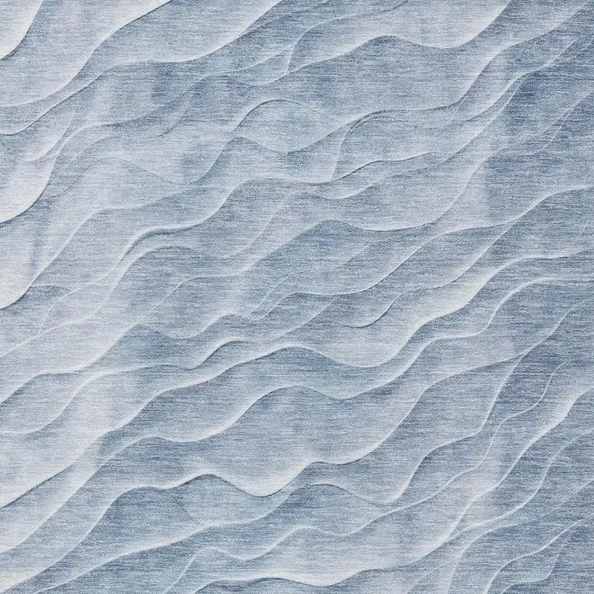 Denim Blue And Ivory Abstract Washable Area Rug With UV Protection Photo 2