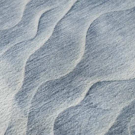 Denim Blue And Ivory Abstract Washable Area Rug With UV Protection Photo 9