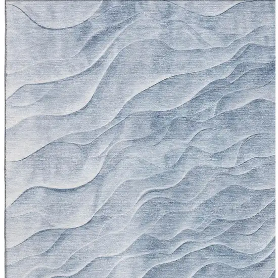 Denim Blue And Ivory Abstract Washable Area Rug With UV Protection Photo 2