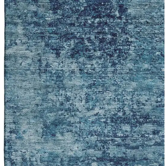 Denim Blue And Ivory Abstract Washable Area Rug With UV Protection Photo 2